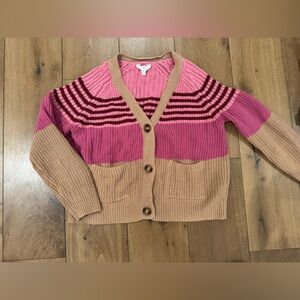 Time and Tru Pink and Tan Colorblock Cardigan